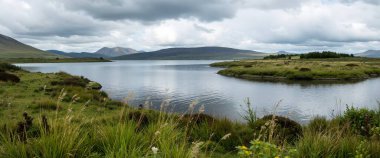 Dağların ve nehrin manzarası