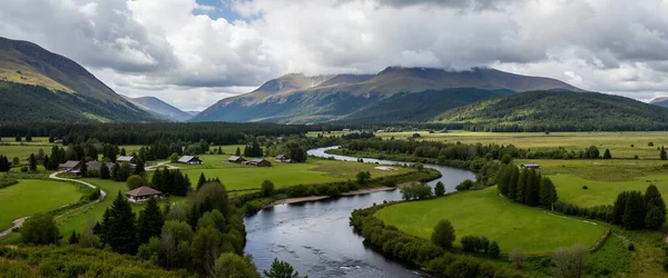 aerial view of a beautiful landscape in the countryside of norway