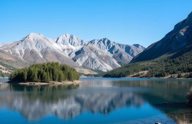 Dağlardaki güzel göl manzarası