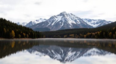 Dağlarda göl, doğa, bitki örtüsü