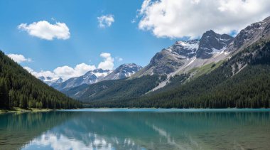 Dağlardaki güzel göl manzarası
