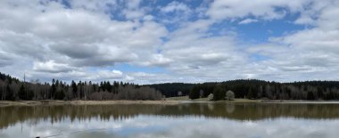 Göl ve ağaçlarla dolu güzel bir manzara