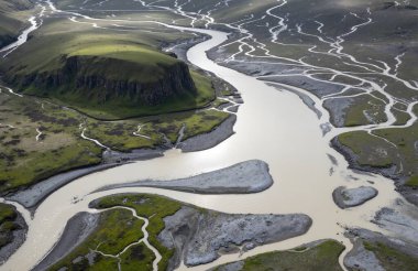 İzlanda'daki havadan görünümü