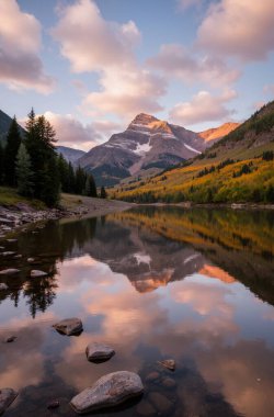 yansıma ve ağaçlar ile sonbahar manzara