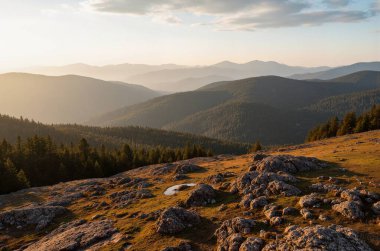 Ukraynalı Karpatlar 'da gün batımı.