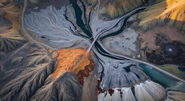 Dağlardaki nehrin güzel manzarası