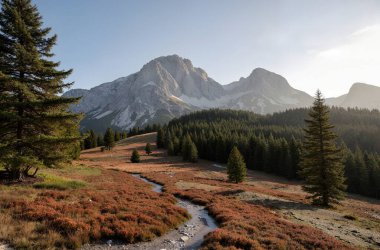 Dağlardaki güzel bir dağ görüntüsü.