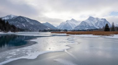 Dağlarda donmuş göl