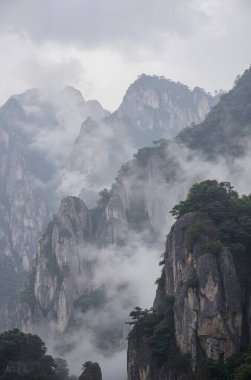 Güzel dağ manzarası ile sis