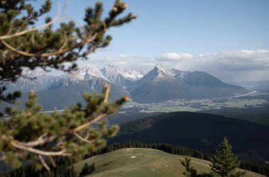 Bavyera ormanındaki dağın tepesinden manzara.