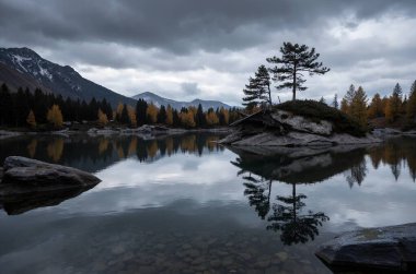 Doğada gölü olan güzel bir manzara.