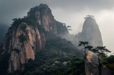 Sabahları dağların güzel manzarası