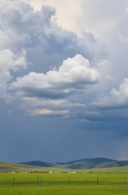 Çayırda fırtına bulutları var Saskatchewan Kanada
