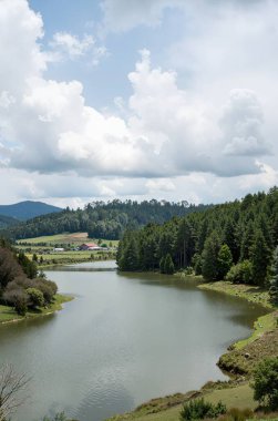 beautiful landscape with river in mountains