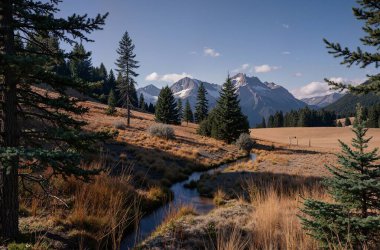 Ağaçlar ve ormanlarla dolu güzel sonbahar manzarası