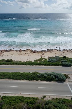 Sahili olan güzel bir manzara.