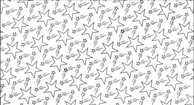 Kusursuz Siyah ve Beyaz Yıldız Şablonu, Minimalist Göksel Arkaplan Tasarımı