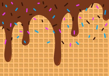 Gofret ve akan çikolata. Tatlı doku.