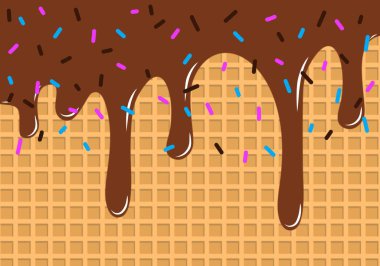 Gofret ve akan çikolata. Tatlı doku.