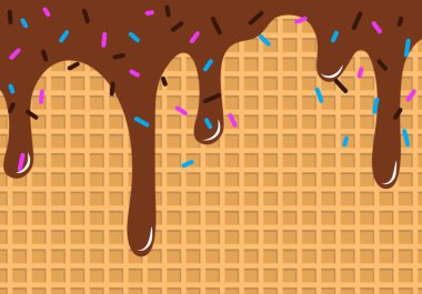 Gofret ve akan çikolata. Tatlı doku.