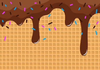 Gofret ve akan çikolata. Tatlı doku.