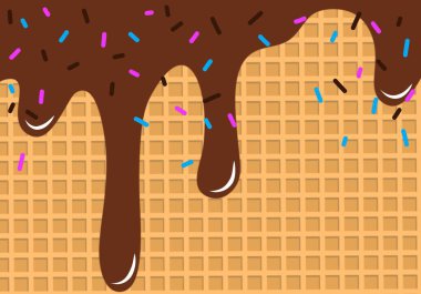 Gofret ve akan çikolata. Tatlı doku.