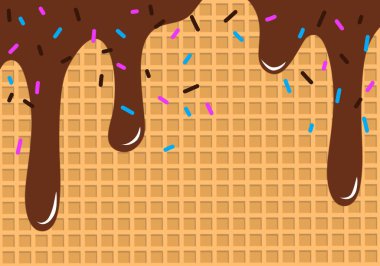 Gofret ve akan çikolata. Tatlı doku.