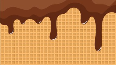 Gofret ve akan çikolata. Tatlı doku.