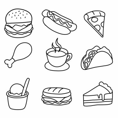 Fast Food Simgesi Düz Tasarım.