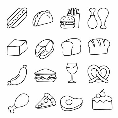 Fast Food Icon Set Flat Design.