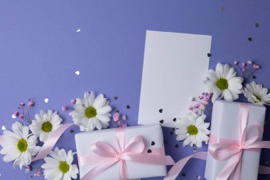 Papatyalı En İyi Görünüm Hediyesi, Yumuşak Pastel Paketleme ve Pembe Kurdele Yuvası Beyaz Papatya Çiçekleri Arasında