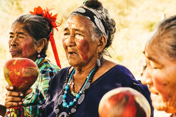 Eski Paraguaylı yerli Guarani kadınlar bir şarkı gerçekleştirmek