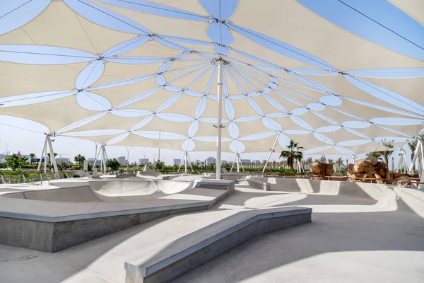 MARCH 26, 2021 - ABU DHABI, UAE: Empty skating park in Yas island, Abu Dhabi, UAE