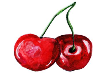 Beyaz arka planda iki kiraz