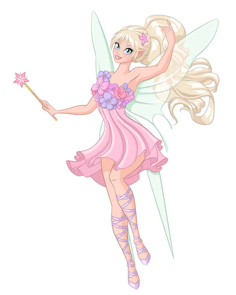 Beautiful fairy with magic wand — Stock Vector