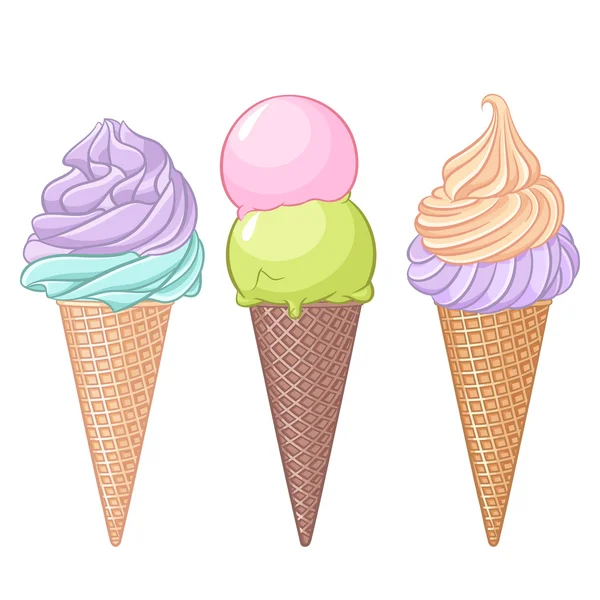 Set of colorful ice-cream vector illustration - 2 — Stock Vector