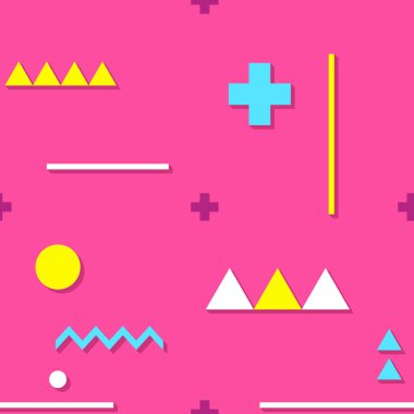 Canlı pembe düz geometrik sorunsuz vektör desen.