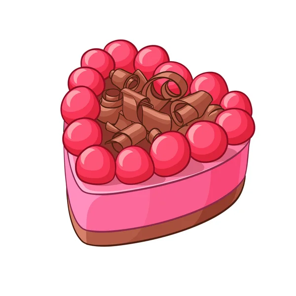 Gâteau aux baies en forme de coeur. Illustration vectorielle . — Image vectorielle