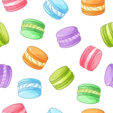 Parlak renkli macarons sorunsuz vektör desen