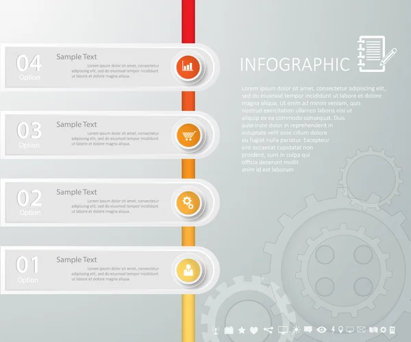 ビジネス設計、レポート上の設定アイコンでインフォ グラフィック テンプレート — ストックベクタ