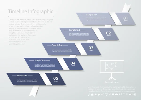 Modelo abstrato 5 etapas para design de negócios, relatórios, apresentação de etapas — Vetor de Stock