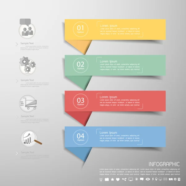 Vorlage 4 Schritte für Business Design, Berichte, Schrittpräsentation — Stockvektor