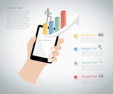 Mobil iş Infographic şablonu. Vektör çizim-ebilmek var olmak kullanılmış için iş akışı düzen