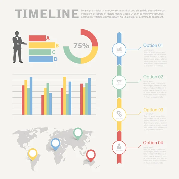Zeitachse der Infografik. Vektorabbildung kann für Workflow-Layout verwendet werden — Stockvektor