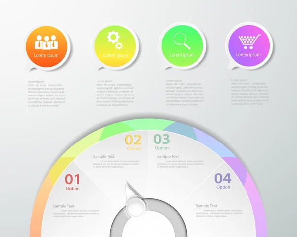 Modelo infográfico. A ilustração vetorial pode ser usada para layout de fluxo de trabalho, diagrama — Vetor de Stock