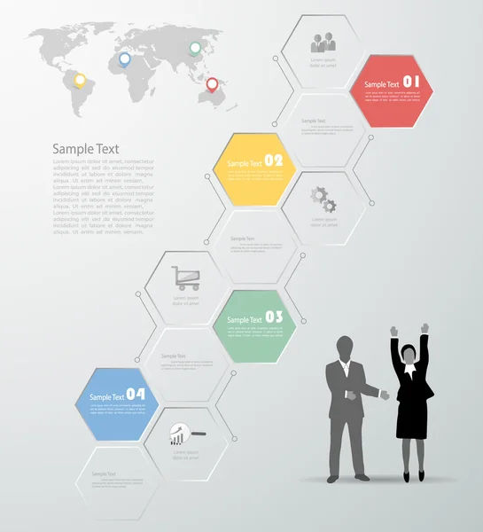 Modèle de conception Infographie. L'illustration vectorielle peut être utilisée pour la mise en page du flux de travail, le diagramme, les options numériques — Image vectorielle