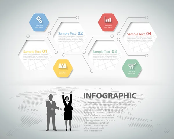 Modelo abstrato Infográfico. pode ser usado para layout de fluxo de trabalho, diagrama, opções de número — Vetor de Stock