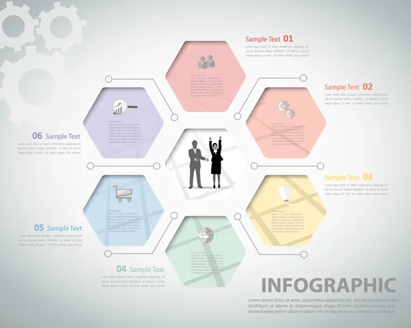 Modelo de design Infográfico. pode ser usado para layout de fluxo de trabalho, diagrama, opções de número — Vetor de Stock