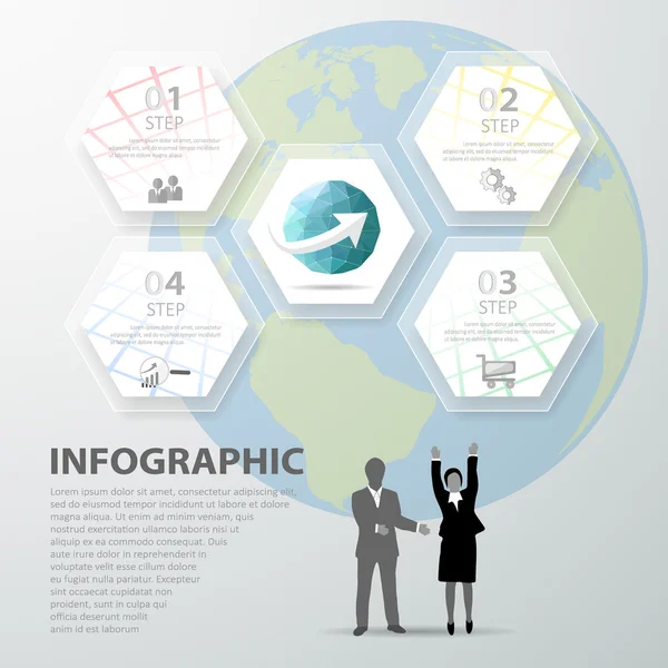 Plantilla de diseño Infografía. La ilustración vectorial se puede utilizar para el diseño del flujo de trabajo, diagrama, opciones de número — Archivo Imágenes Vectoriales