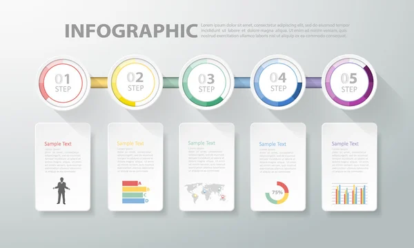 Design saubere Vorlage Infografik. Geschäftskonzept 5 Optionen — Stockvektor